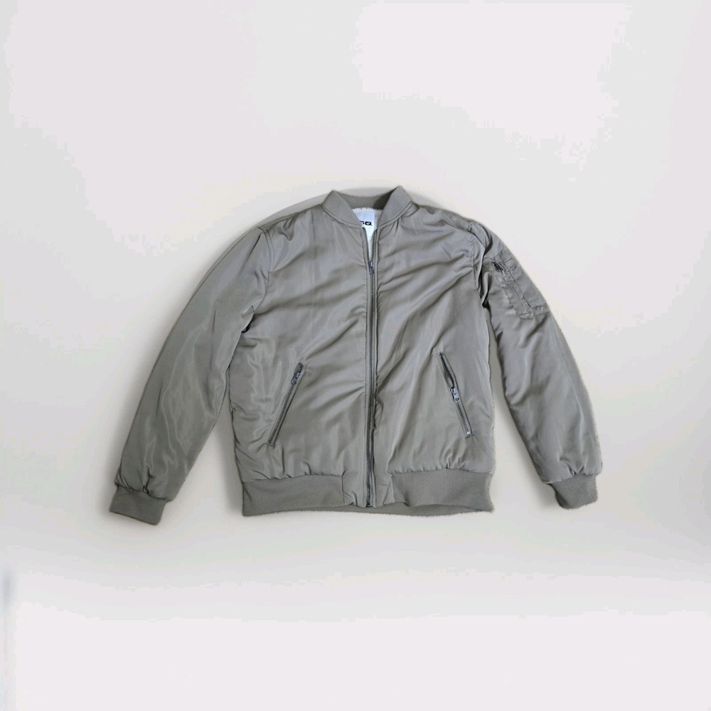 RSQ  Bomber Jacket XS Taupe Beige Faux Fur Sherpa Lined Oversized